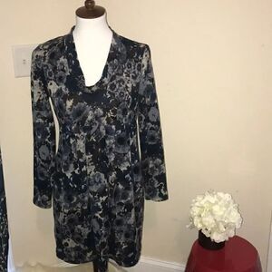 Uncle Frank Blue Floral Cowl Neck Dress